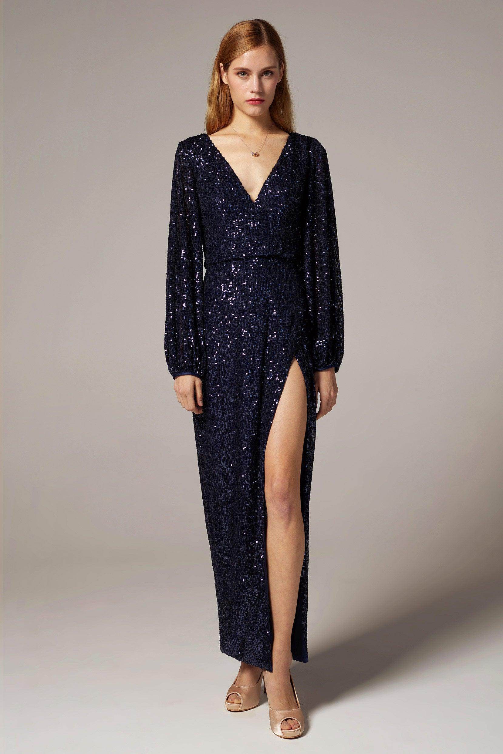 Sheath-Column Ankle Length Sequined Dress CS0303 - COCOMELODY